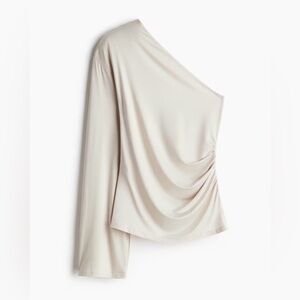 H&M Cream Asymmetrical One Shoulder Top NWT L